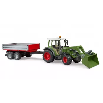 Ciągnik-zabawka BRUDER Fendt Vario 211 z ładowaczem czołowym i przyczepą boczną