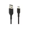 Kabel pleciony USB-C USB-A 15 cm Czarny