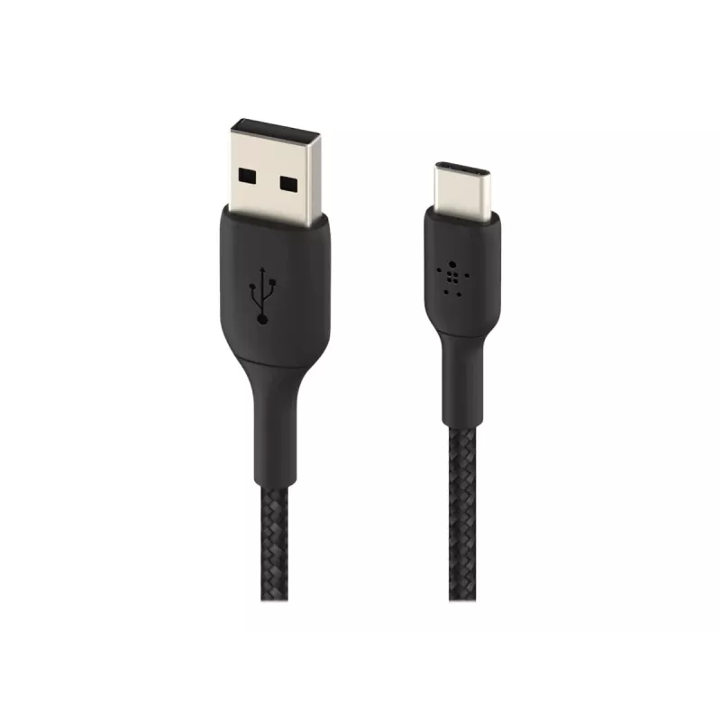 Kabel pleciony USB-C USB-A 15 cm Czarny