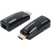 Manhattan Zestaw kompaktowego przedłużacza HDMI przez Ethernet 1080p@60Hz, wydłuża sygnał do 60 m za pomocą pojedynczego kabla Ethernet Cat6, zawiera nadajnik i odbiornik, zasilanie po kablu, ultrasmukła konstrukcja, trzyletnia gwarancja, czarny