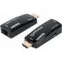 Manhattan Zestaw kompaktowego przedłużacza HDMI przez Ethernet 1080p@60Hz, wydłuża sygnał do 60 m za pomocą pojedynczego kabla Ethernet Cat6, zawiera nadajnik i odbiornik, zasilanie po kablu, ultrasmukła konstrukcja, trzyletnia gwarancja, czarny