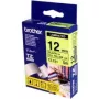 Taśma do drukarek etykiet Brother Gloss Laminated – 12 mm, czarna/żółta taśma etykietująca TZ