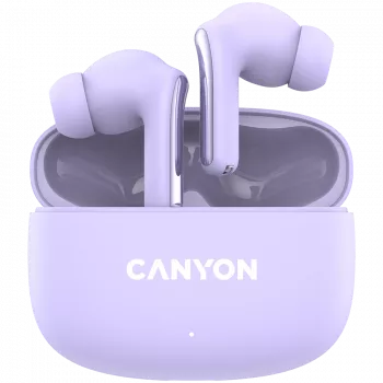 Słuchawki Canyon TWS-9 CNS-TWS9P – True Wireless – Bluetooth 5.4 – dokanałowe – 6h + 30h czasu pracy – etui ładujące USB-C – sterowanie dotykowe – liliowy