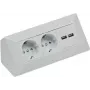 ChiliTec Socket Block 2-way+2xUSB srebrny 230V max16A 18x18x8cm (22141)