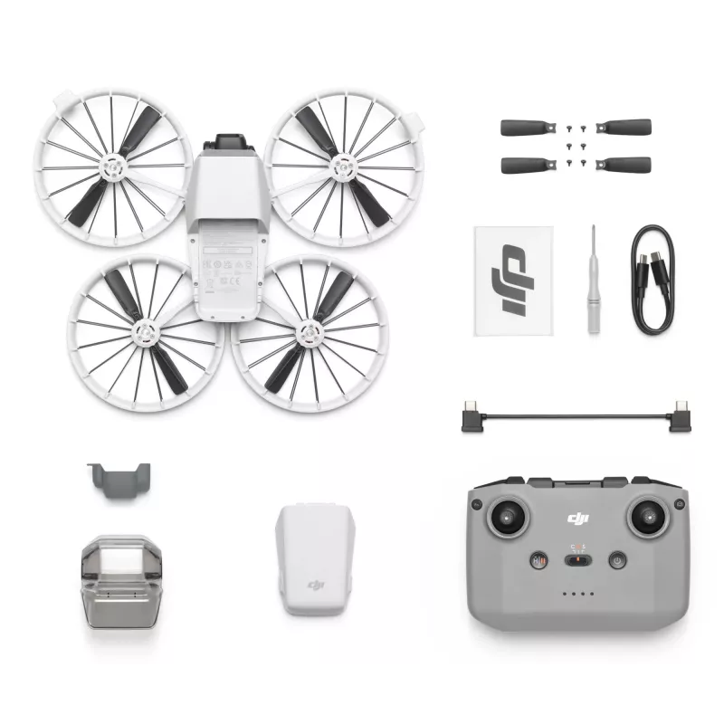 Dron DJI Flip 4 wirniki, kamera 48 MP, wideo 3840×2160, bateria 3110 mAh, czarny/biały