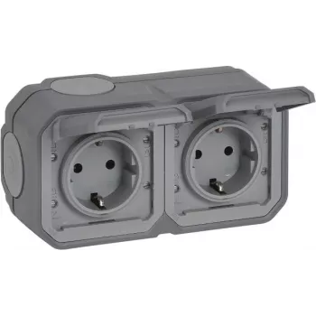 Legrand Plexo nowy APWG Schuko 069742L gniazdo wtyczkowe 2-krotne szare IP 44 5 (069742L)