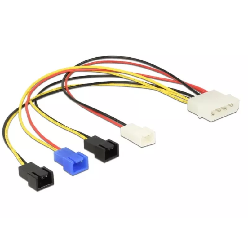 DeLOCK Molex 4 pin > 4 x 2 pin fan (12 V / 7 V / 5 V) - Netzkabel für Lüfter - interne Stromversorgung, 4-polig (M) bis Molex, 2-polig - 20 cm