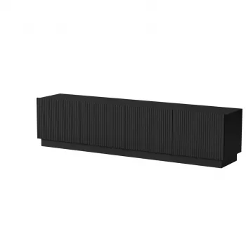 Szafka RTV cama meble LIVERTI 2000x420x480 mm, blat z płyty wiórowej czarny, rama czarna