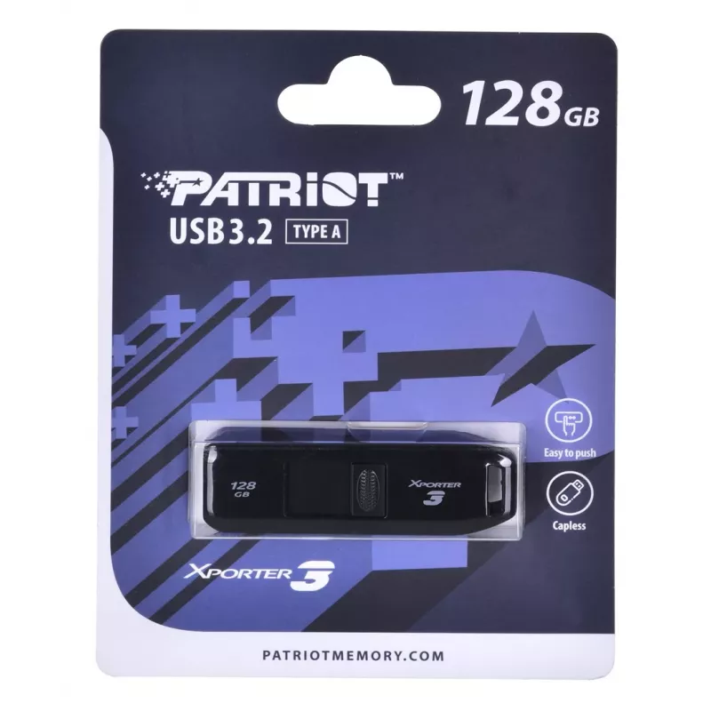 Pamięć USB PATRIOT Xporter 128 GB USB Type-A 3.2 Gen 1 (80 MB/s) wysuwana czarna