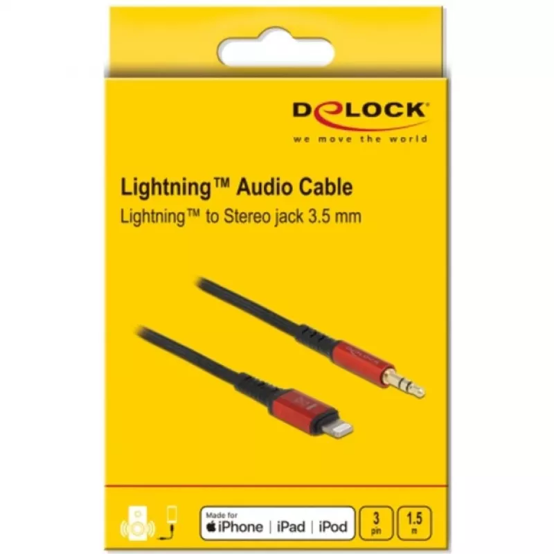 Kabel audio DeLOCK 86587 1.5 m 3,5 mm Lightning czarny