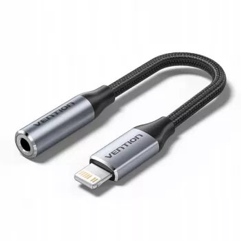 Adapter audio Vention Lightning na 3,5 mm BMBHA, przewodowy adapter Lightning na 3,5 mm z kablem 0,1 m, szary