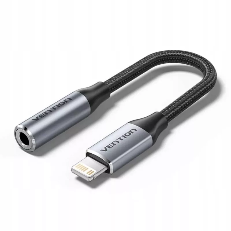 Adapter audio Vention Lightning na 3,5 mm BMBHA, przewodowy adapter Lightning na 3,5 mm z kablem 0,1 m, szary