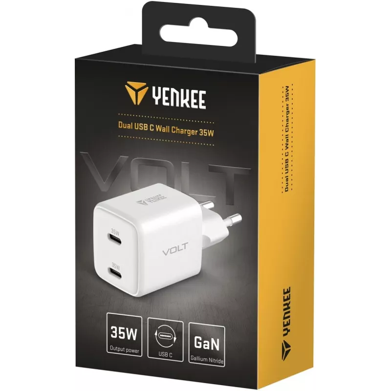 Ładowarka ścienna USB-C YENKEE G35D 2x18W Power Delivery 3.0 3A
