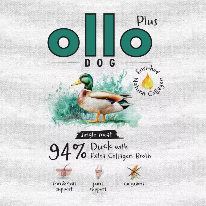Ollo Plus Kolagen kaczka 400g puszka karmy dla psów