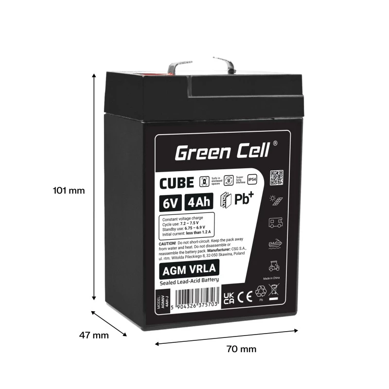 Akumulator AGM VRLA 6V 4Ah IP54