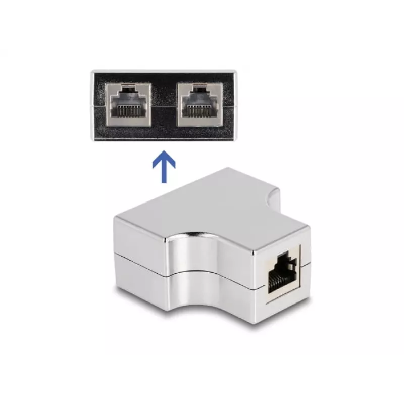 DeLOCK RJ45 Splitter T Adapter 1 x gniazdo RJ45 na 2 x gniazdo RJ45 Cat.5e STP
