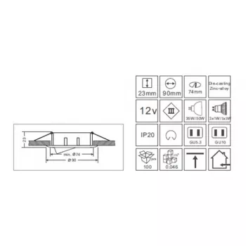 Synergy 21 LED Retrofit GU10 / GX5,3 Deckeneinbausatz D04-Biały