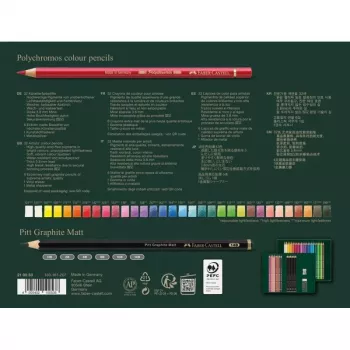 Kredka olejna Faber-Castell Polychromos & Pitt Graphite Matt Zestaw 38 szt. Wielokolorowy