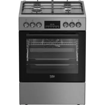 Wolnostojąca kuchenka gazowo-elektryczna BEKO FBM62330GXTN 60 cm, 4-palnikowa płyta gazowa, 72 L piekarnik elektryczny, klasa energetyczna A