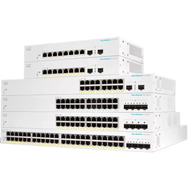 Cisco Business 220 Series CBS220-48P-4G - Przełącznik - Smart - 48 x 10/100/1000 (PoE+) + 4 x Gigabit SFP (Uplink) - montaż w szafie - PoE+ (382 W)
