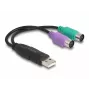 DeLOCK Adapter USB na PS/2 0,17 m 2x 6-pin Mini-DIN USB A