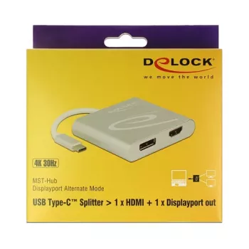 Adapter graficzny USB DeLOCK 87716 2560 x 1440 pikseli Srebrny