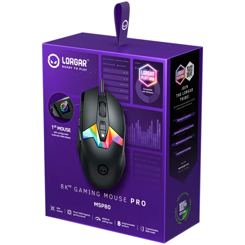 Mysz gamingowa LORGAR MSP80 8000 Hz USB