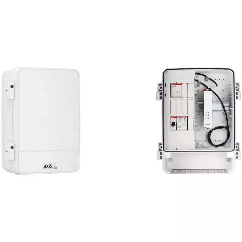 Szafa konwertera mediów Axis T98A18-VE A - Konwerter mediów - GigE - 10Base-T, 100Base-TX, 1000Base-X, 100Base-X - 2 porty - RJ-45 / SFP (mini-GBIC)