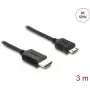 Kabel DELOCK HDMI 3 m — wtyk typu A (męski) na wtyk typu C (Mini) (męski), 48 Gbit/s, do 7680×4320, pozłacane styki, czarny