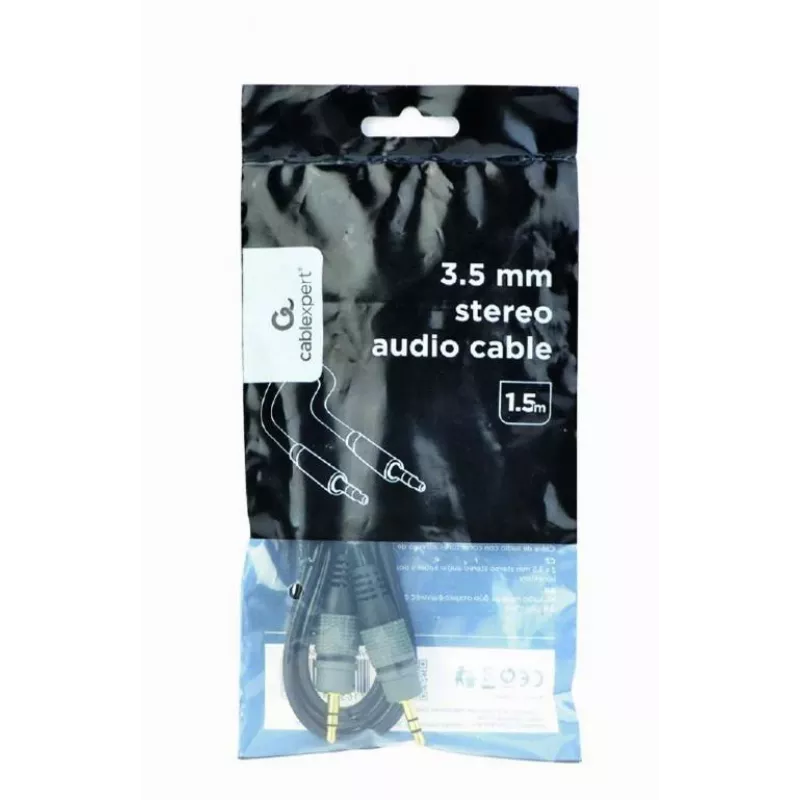 Kabel audio Gembird 3,5 mm męski–męski, 1,5 m, pozłacane styki, czarny