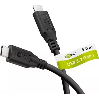 Goobay USB-C -kabel USB 3.2 60 W 5 Gbit/s Power Delivery 3 m - -Plug> (74729)