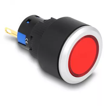 Przemysłowa lampka sygnalizacyjna LED DELOCK 22053 — 1 LED, IP40/IP65, AC 250 V 5 A, Ø 2,5 cm, wys. 42 mm