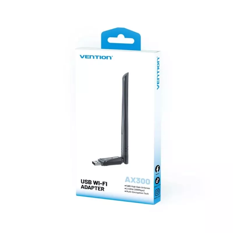 Karta sieciowa Vention AX300 USB Wi-Fi 6 2.4GHz BK