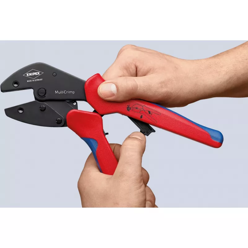 Knipex 97 33 02 zaciskarka do kabli Narzędzie do zaciskania niebieski, czerwony