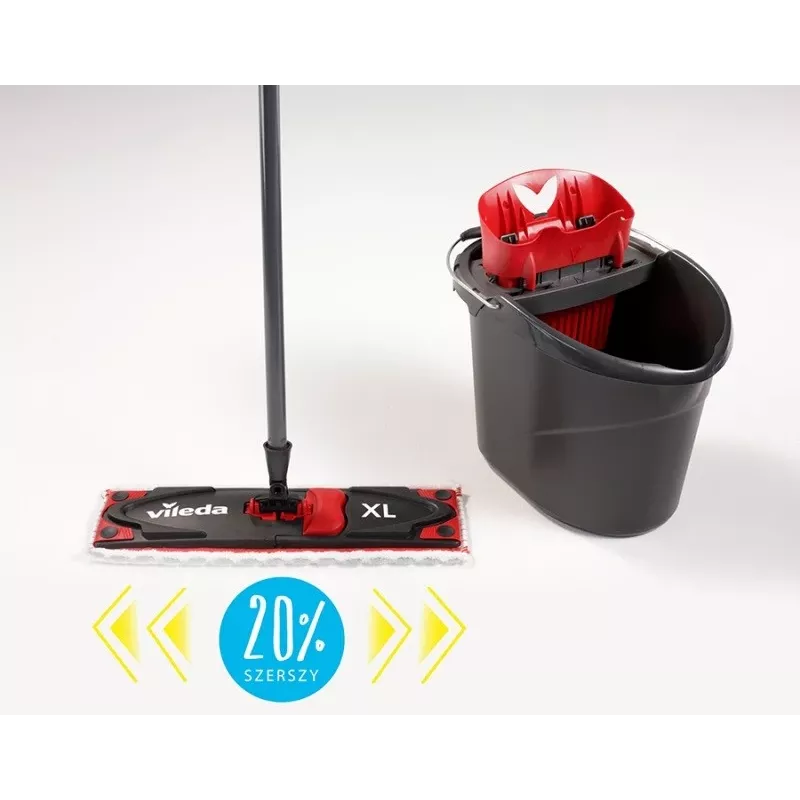 VILEDA mop Ultramax XL Box — zmywalna mikrofibra, obrotowa głowica 360°, składany, do twardych podłóg
