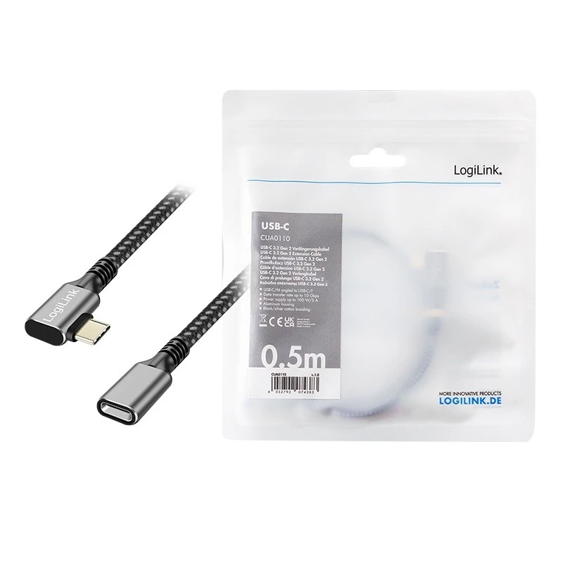 USB 3.2 Gen2 Type-C na USB-C/F, PD, AV, 0,5 m