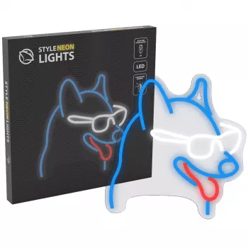 Neon Lights sign MANTA Neon Lights Dog with Glasses Manta SNL69MT — dekoracyjna lampa ścienna LED w stylu neonu