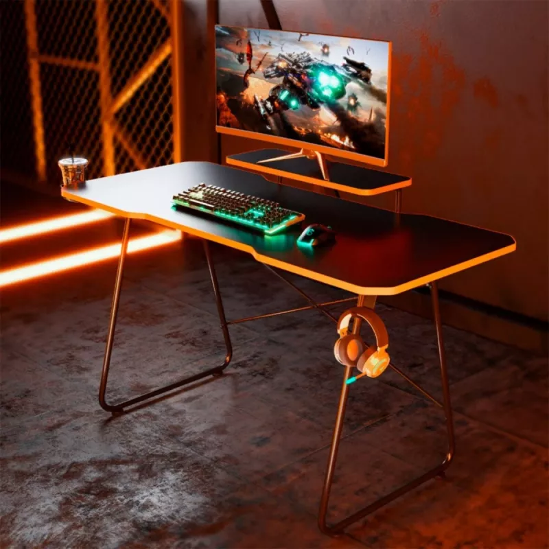 Maclean Scrivania Da Gioco NanoRS Con Ripiano per Monitor Max. 50 Kg Altezza 850 Mm Nero RS170, Tavolo Gaming, Nero