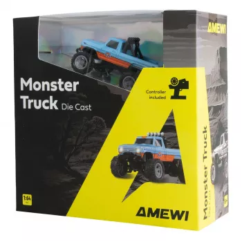 Radio-controlled Amewi Monster Truck DieCast 1:64 RTR, niebieski/pomarańczowy