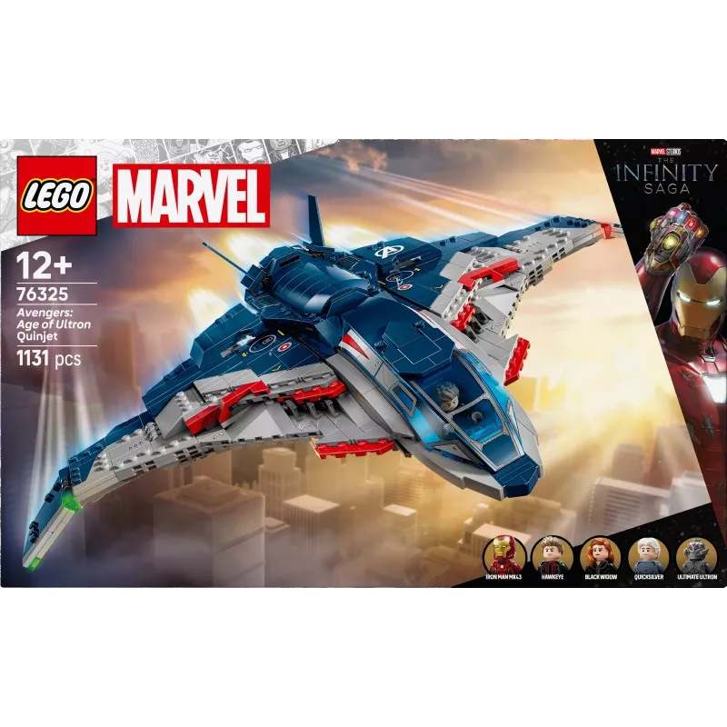 Zestaw konstrukcyjny LEGO Quinjet 76325 — Marvel, 1131 elementów, 5 minifigurek, od 12 lat, 280×450×300 mm