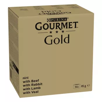 Mokra karma dla kota Purina Nestlé GOURMET Gold Mus Mix — 96 x 85 g, 4 smaki, dla dorosłych kotów, 77,5% wilgotności