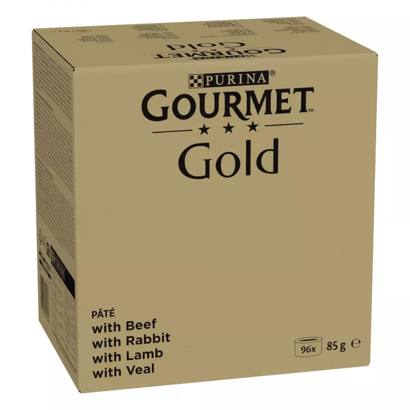 Mokra karma dla kota Purina Nestlé GOURMET Gold Mus Mix — 96 x 85 g, 4 smaki, dla dorosłych kotów, 77,5% wilgotności