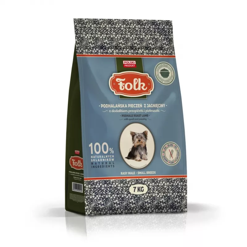 FOLK Small breeds Pieczeń jagnięca po podhalańsku z przepiórką i pietruszką - sucha karma dla psów - 7kg