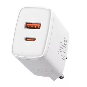 Ładowarka sieciowa Baseus Compact 1x USB-A + 1x USB-C 3A, kompaktowa ładowarka podróżna