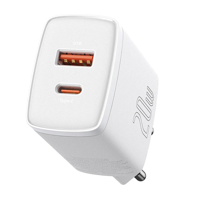 Ładowarka sieciowa Baseus Compact 1x USB-A + 1x USB-C 3A, kompaktowa ładowarka podróżna