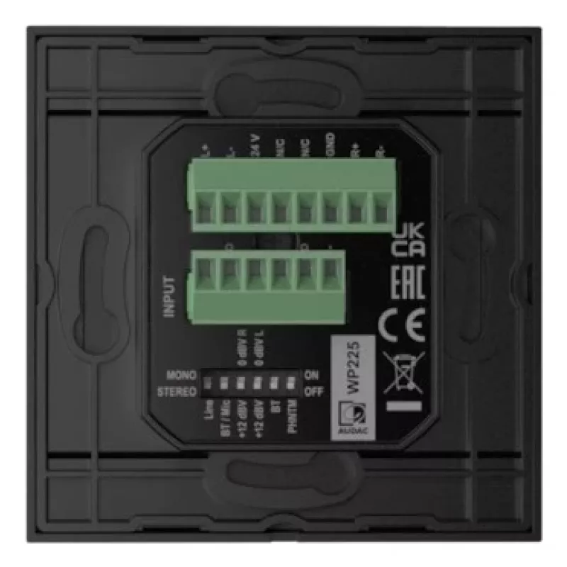 AUDAC WP225/B Panel ścienny, mikrofon XLR + gniazdo 3,5 mm, Bluetooth, czarny