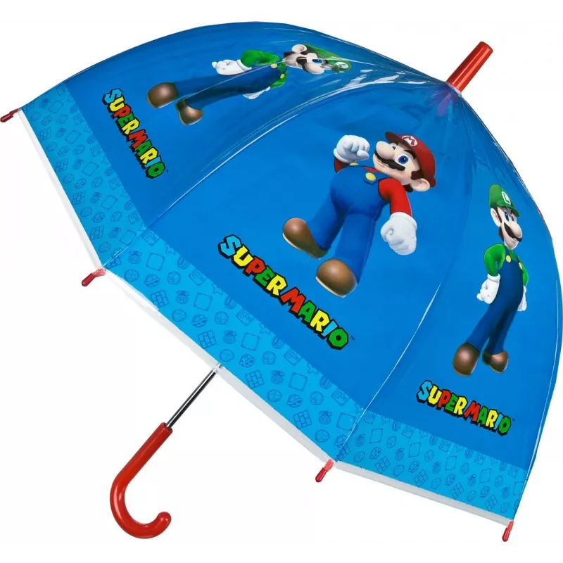 Parasolka (manualna) Dziecięca Euroswan Super Mario — przezroczysta czasza, rozmiar dziecięcy