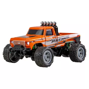 Zdalnie sterowany monster truck Amewi DieCast 1:64 RTR w kolorze pomarańczowym, karoseria odlewana ciśnieniowo, gotowy do jazdy