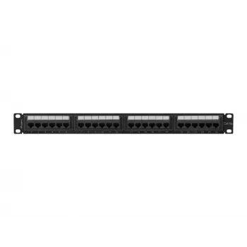 Patch panel 1U LANBERG PPUA-1024-B, 24 porty, Cat6a, U/UTP, 1U rack, głębokość 102 mm, metal, czarny