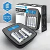 Ładowarka everActive NC1000MV2 — Ni‑MH 4-slotowa ładowarka USB‑C, 4 ogniwa, 5V, czarny, 110×99×38 mm